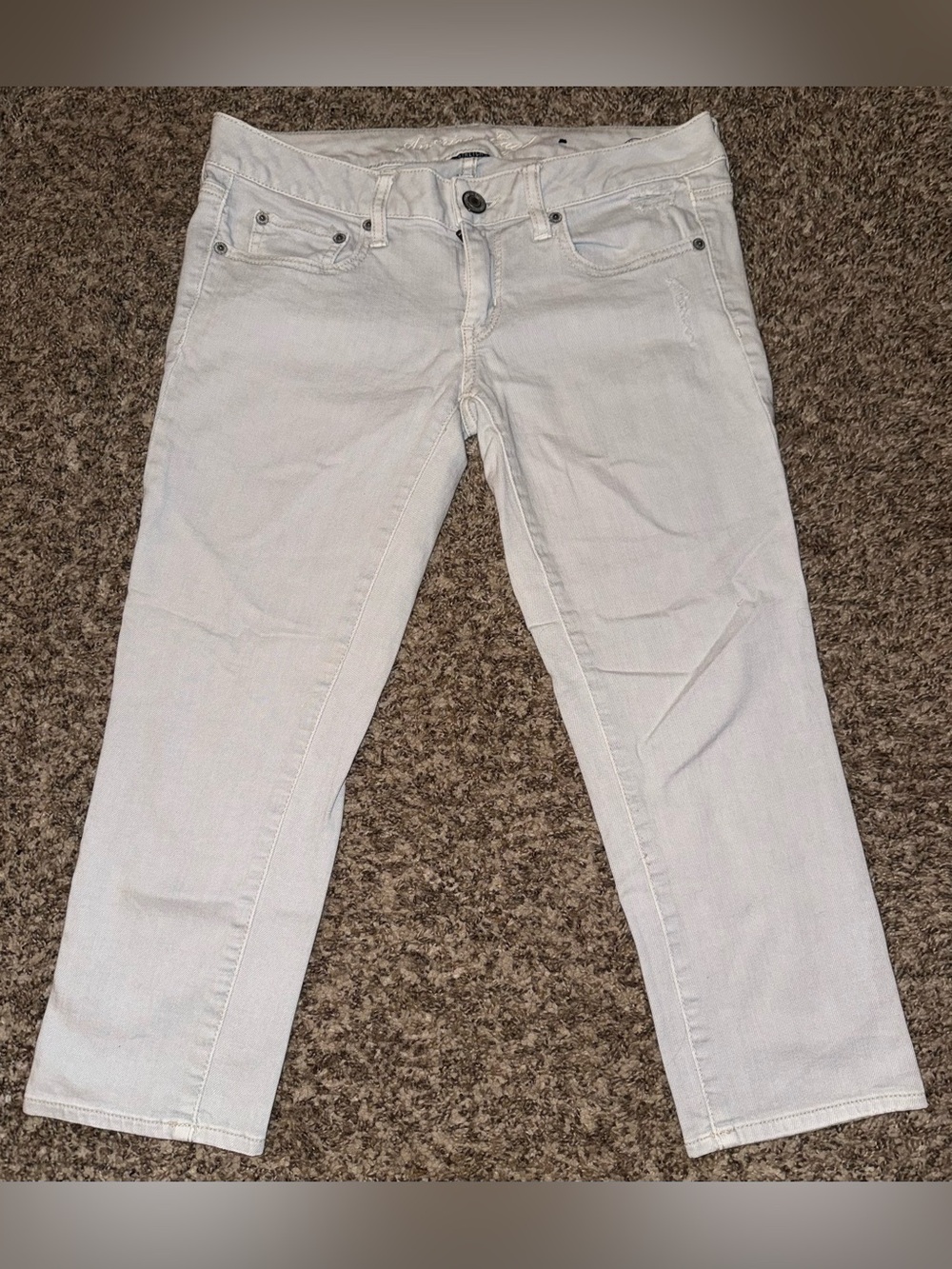 American Eagle Outfitters Light Grey Denim Skinny Cropped Jeans
